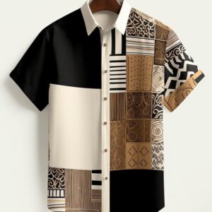 A patterned button-up shirt