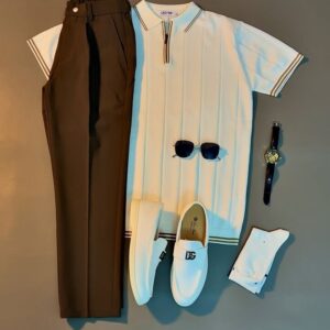 A men's casual outfit layout